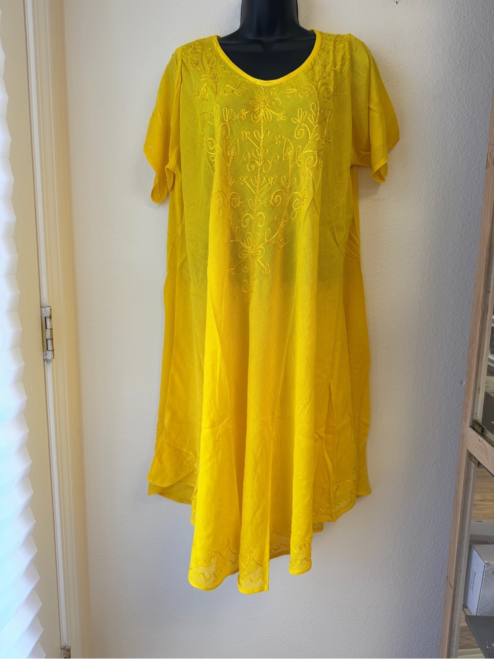 Bright Yellow Embroidered Women’s Swim Coverup
